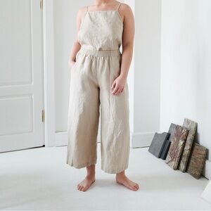 Linenfox Ocean Trousers in Beige, Size S